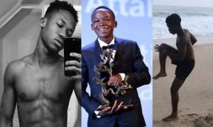 Abraham Attah spotted at the beach working out for new movie
